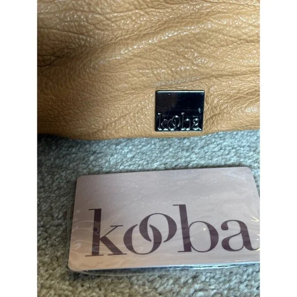 Authentic Kooba Tan Slouchy Leather Hobo Shoulder Bag with Belt Detail - Picture 5 of 9